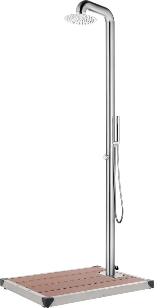 vidaXL Duș de grădină cu bază maro, 230 cm, oțel inoxidabil