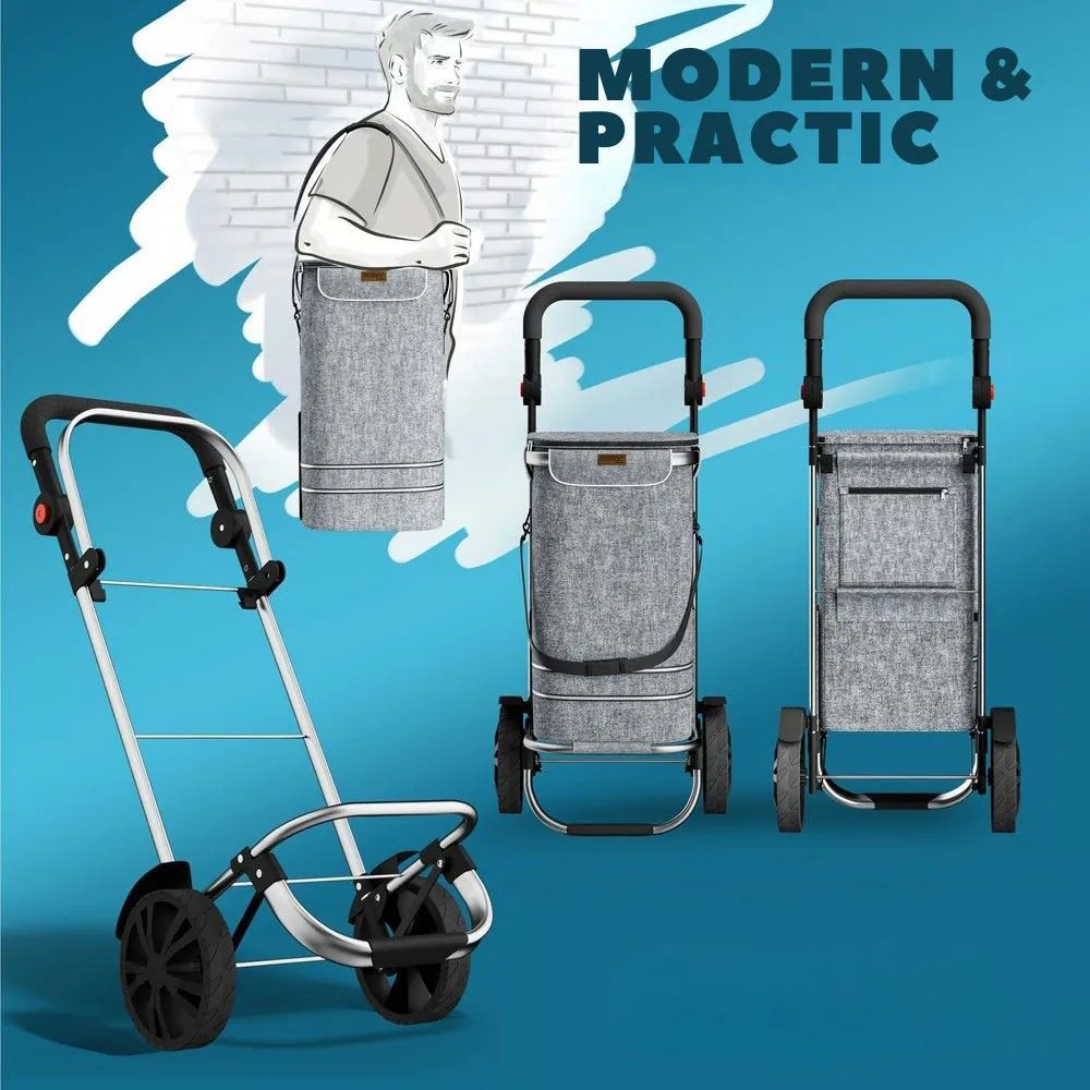 Geantă de cumpărături pe roți EASY, 50L, gri Monzana