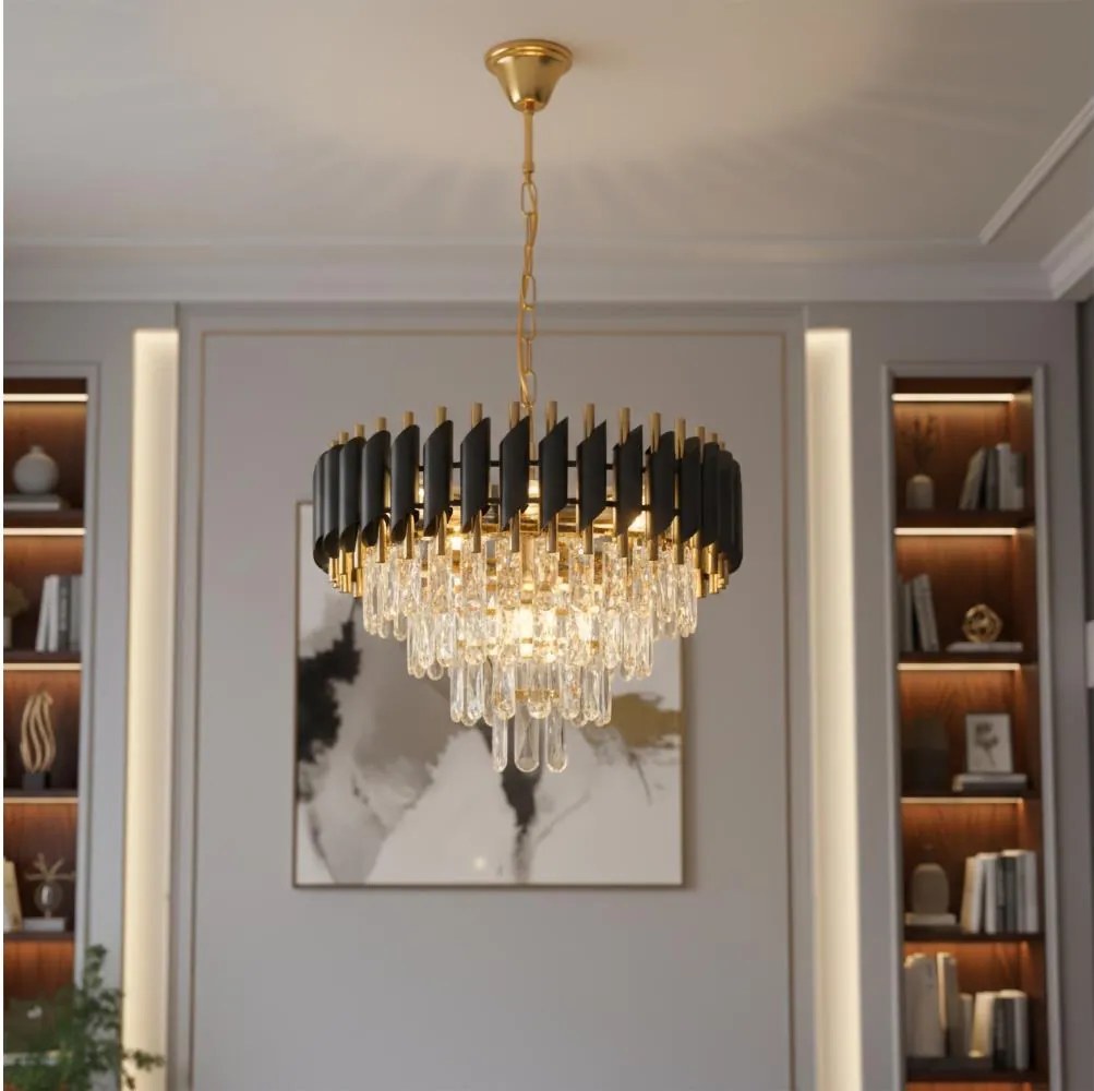 Brilagi - Candelabru cu lanț ECLIPSE 7xE14/10W/230V Ø 48 cm negru/auriu