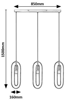 Lustră pe cablu Rabalux 72264 ROVIER 3xE27/40W/230V