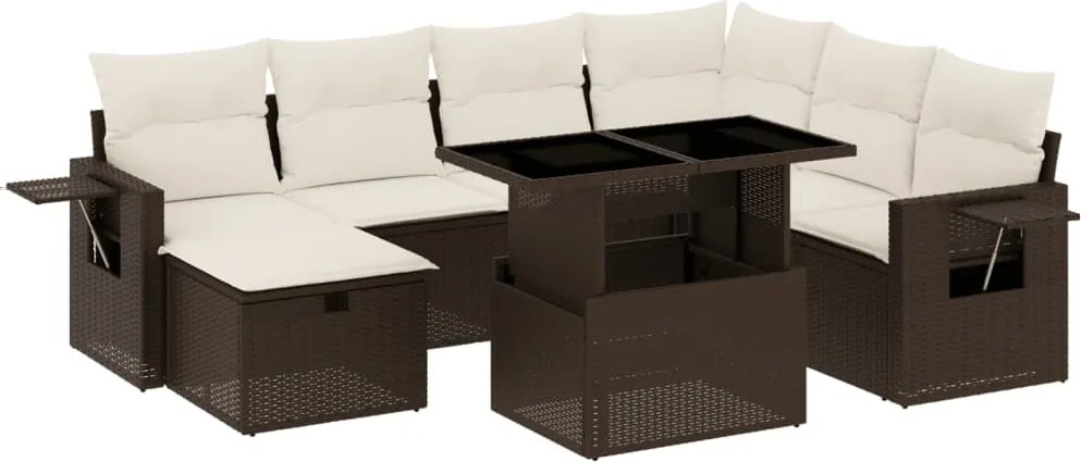 vidaXL Set canapele de grădină cu perne, 8 piese, maro, poliratan