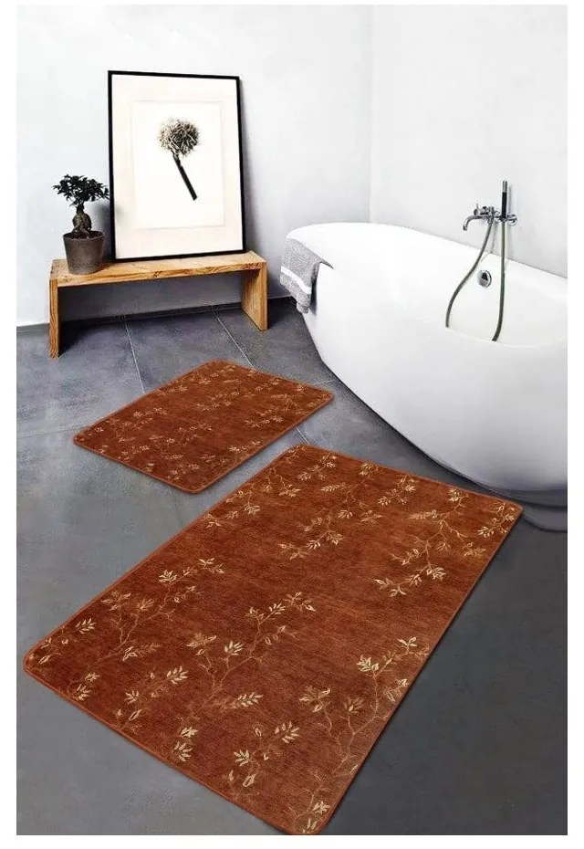 Covorașe de baie maro 2 buc. din catifea 60x100 cm – Mila Home