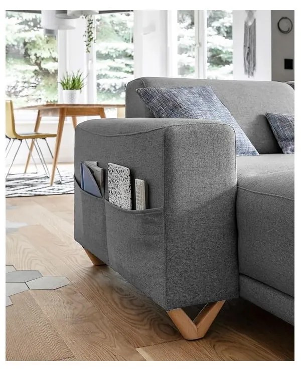 Colțar gri extensibil/cu spațiu de depozitare (cu colț pe partea dreaptă/în formă de "U") Classy Sophie – Miuform