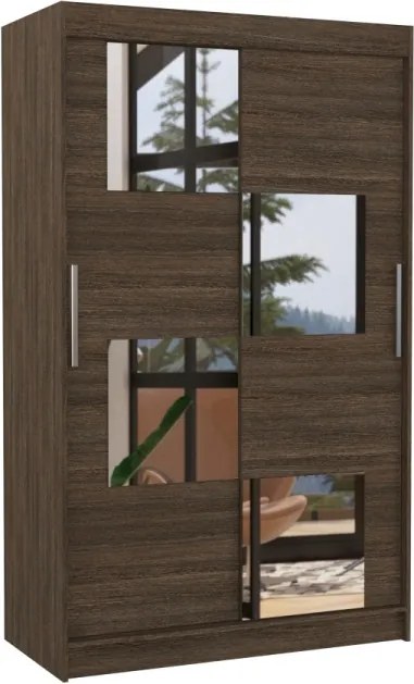 Dulap cu usi glisante si oglinda 120x200 cm, Lugano, ADRK Furniture (Culoare: Alb)