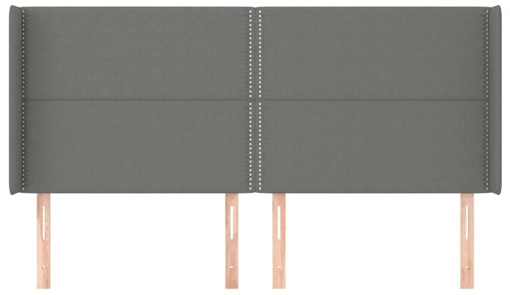 Tablie de pat cu aripioare gri inchis 203x16x118 128 cm textil 1, Morke gra, 203 x 16 x 118 128 cm