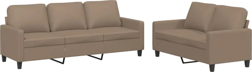 vidaXL Set de canapele cu perne, 2 piese, cappuccino, piele ecologică