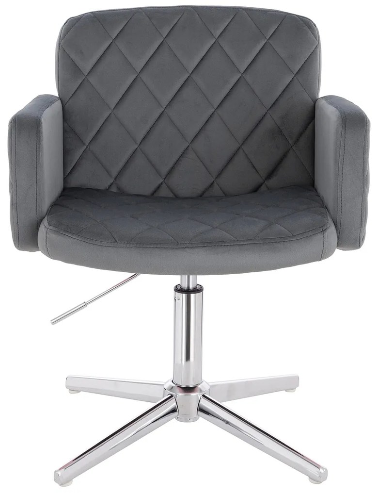 HR802CROSS Scaun Grafit din Catifea cu Bază Cromata