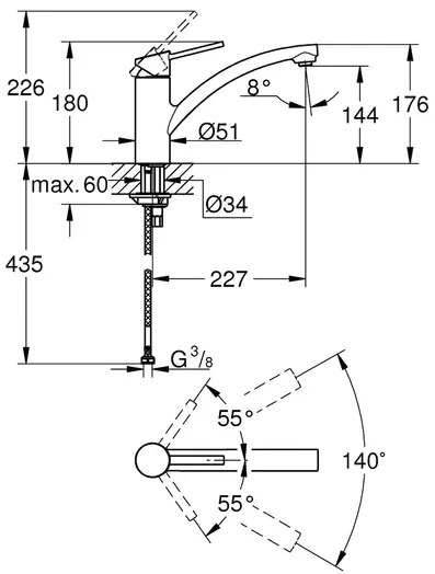 Baterie bucatarie Grohe Swift monocomanda crom lucios
