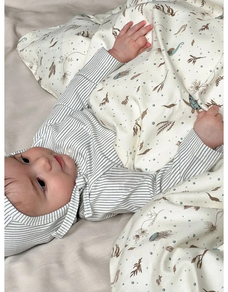 Lenjerie de pat pentru copii, galben-deschis din bumbac organic pentru pătuț 70x100 cm Sea Garden – Cam Cam Copenhagen