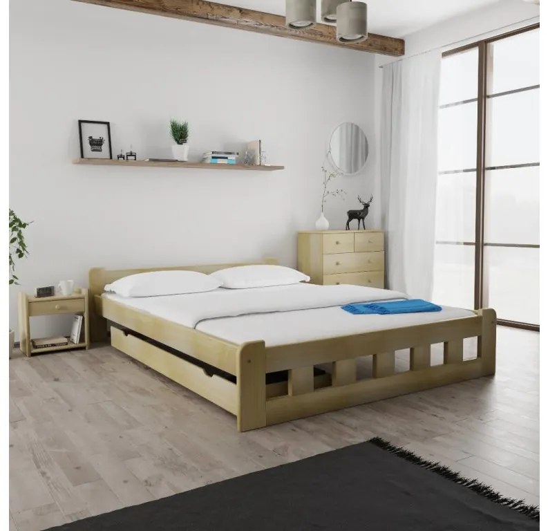 Pat inalt Naomi 140x200 cm, pin Saltele: Fara saltea, Somiera pat: Cu lamele drepte