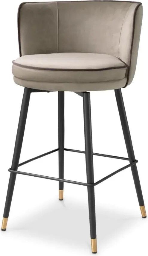Scaun de bar pivotant design LUX Grenada Counter, catifea Savona greige