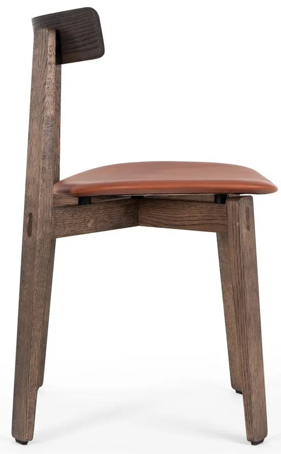 Scaune de dining maro/maro coniac 2 buc. din lemn de stejar Nora – Gazzda