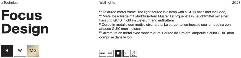 Aplica de perete design tehnic Focus alb