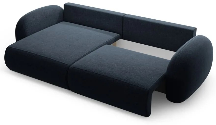 Colțar albastru închis extensibil/cu spațiu de depozitare cu tapițerie din chenille Tonale – Cosmopolitan Design