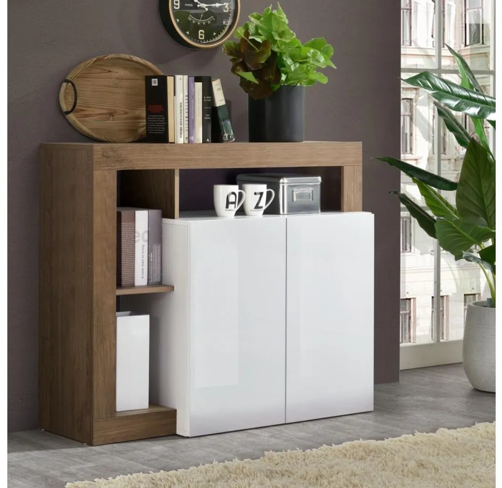 Comodă LENOR albă/stejar