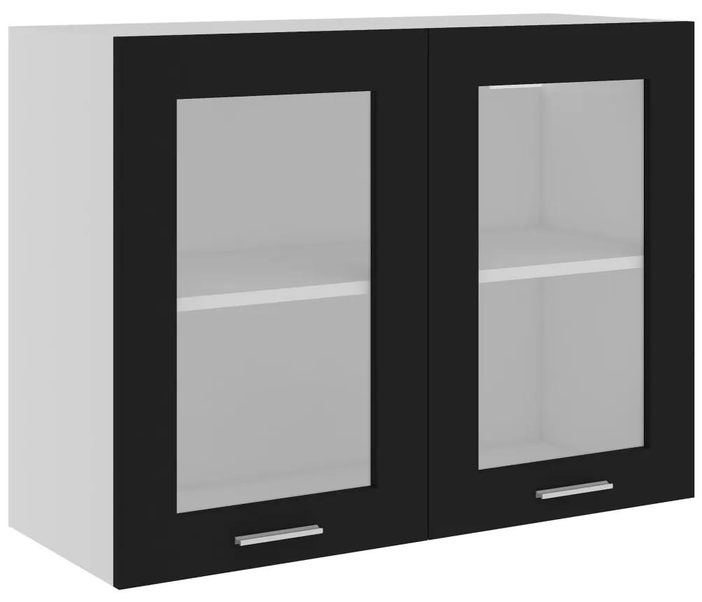 802530 vidaXL Dulap de sticlă suspendat, negru, 80 x 31 x 60 cm, PAL