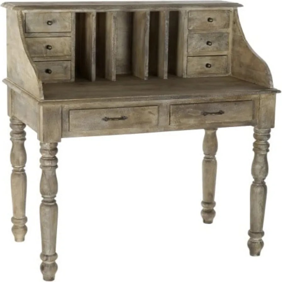 Secrétaire în stil French Provincial, din lemn masiv de mango, cu finisaj vintage, „Voltaire”