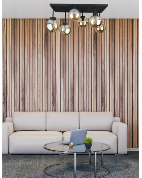 Lustră aplicată DEA 6xE14/60W/230V negru/bej fumuriu