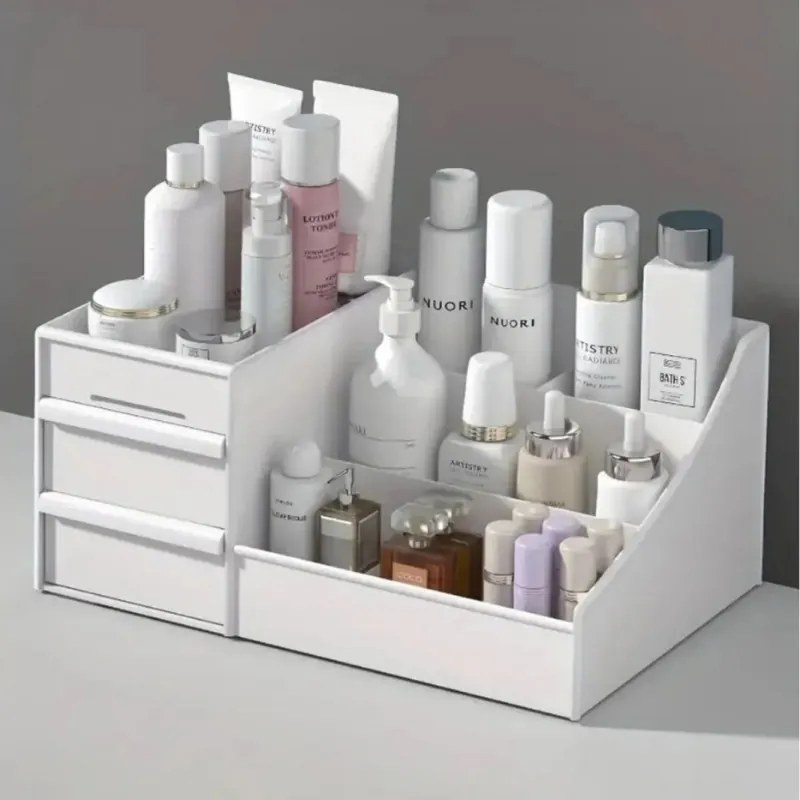 Resigilat: Organizator pentru machiaj Hermia 200BYR1102, 28x17x13 cm, Fara BPA, Plastic, Alb