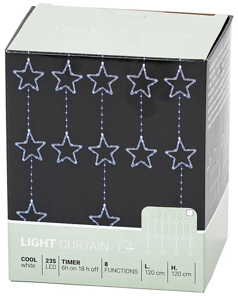 Ghirlandă luminoasă pentru exterior Stars, 120x120 cm LED, alb rece, temporizator, 8 funcții, 120 cm