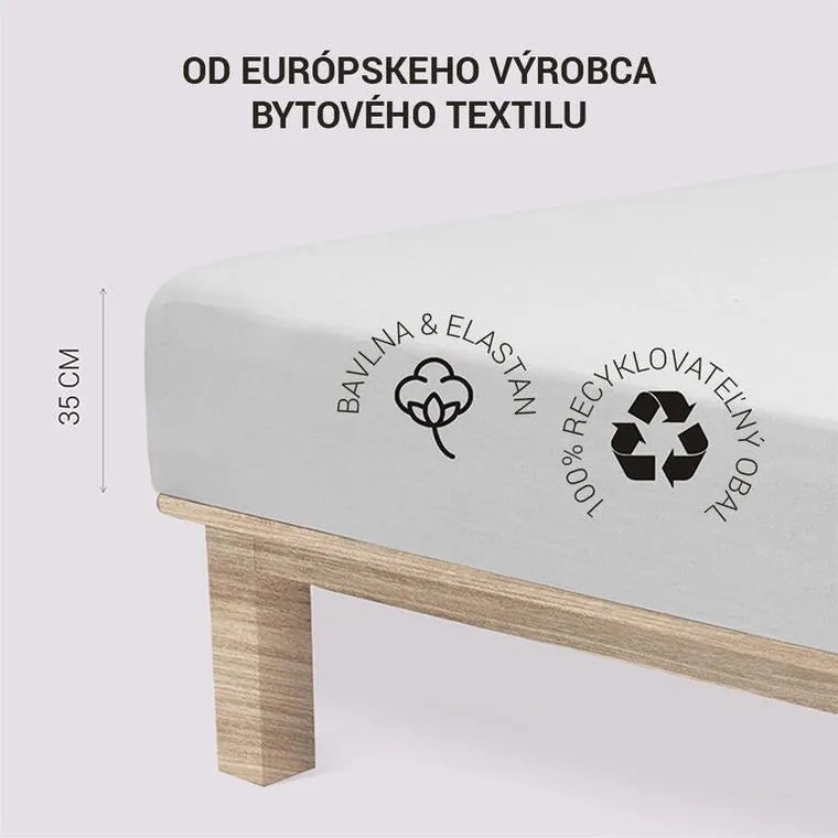 decoDoma Cearșaf elastic jersey cu elastan gri 90 x 200 cm