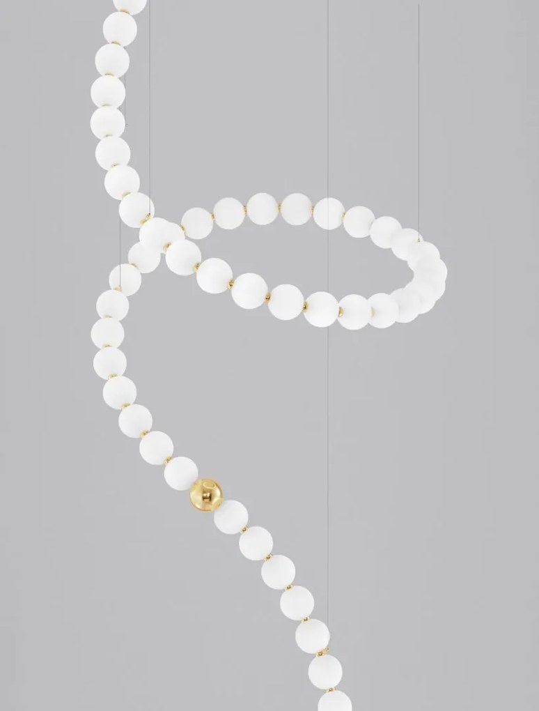 Lustra LED dimabila, deosebita design lux PERLA opal, auriu