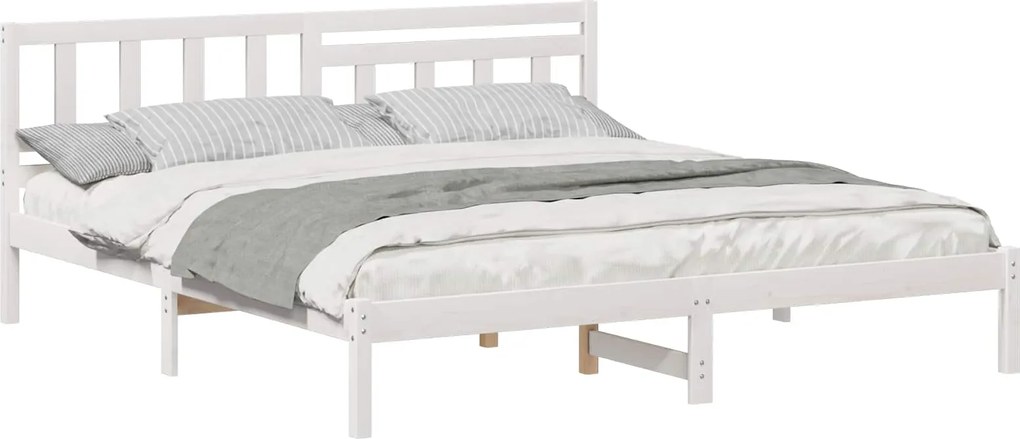 vidaXL Cadru de pat cu headboard Alb 180 x 200 cm Lemn de pin masiv