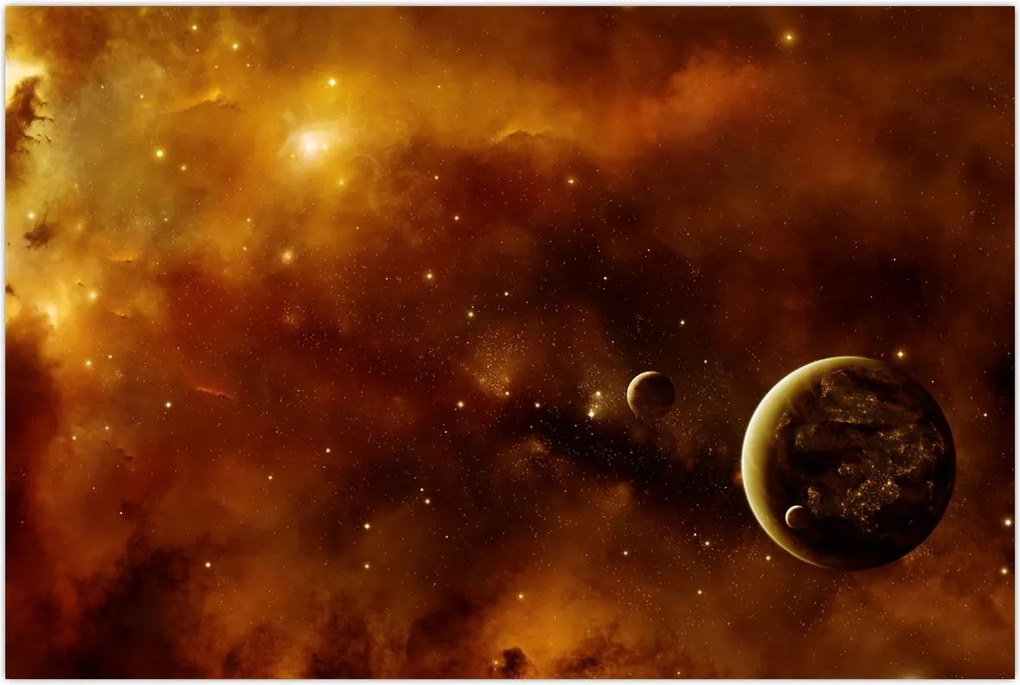 Tablou - Planete cu nebuloasă (90x60 cm)