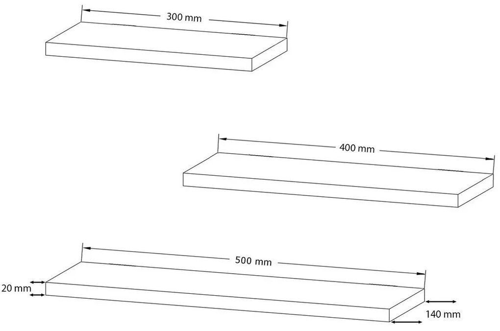 Raft Leila White, 3 buc.