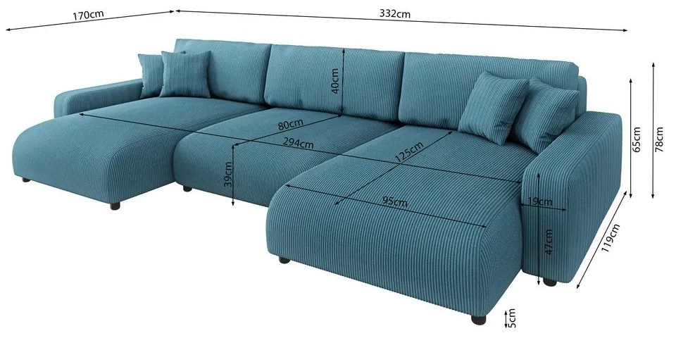Colțar turcoaz extensibil, cu spațiu de depozitare, cu tapițerie din catifea reiată Sara – Ropez