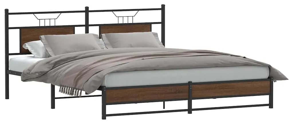vidaXL Cadru pat fără saltea stejar maro, 160x200 cm, lemn prelucrat