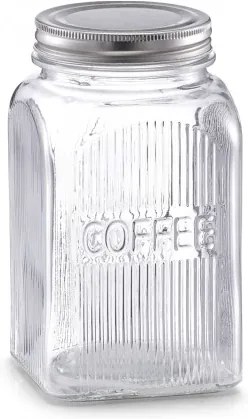 Recipient din sticla pentru cafea Coffee, capac metalic, 1150 ml, l10xA10xH18 cm