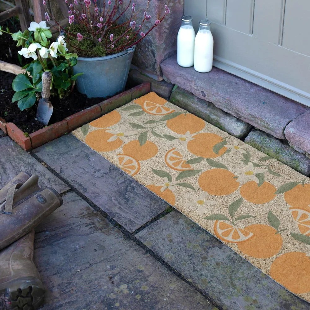 Covoraș de intrare din fibre de nucă de cocos 40x120 cm Orange – Artsy Doormats