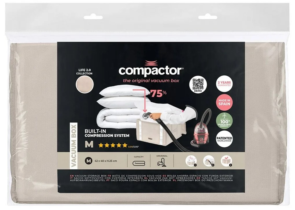 Compactor Cutie cu sac de depozitare în vid M Life, 42 x 40 x 25 cm, M