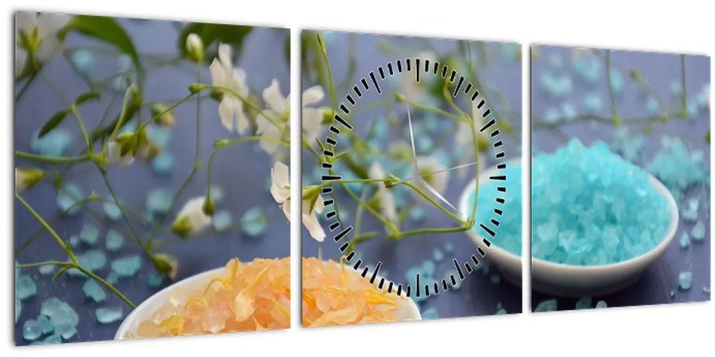 Tablou cu sarea de mare colorată (cu ceas) (90x30 cm)