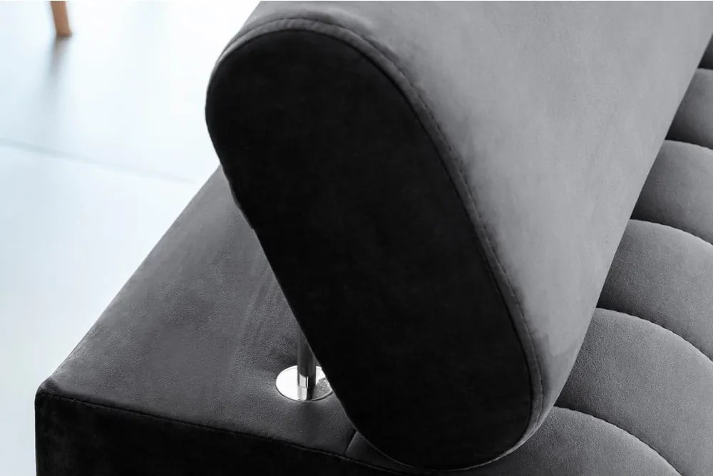 Canapea gri închis extensibilă cu tapițerie din catifea 261 cm Laurence – ELTAP