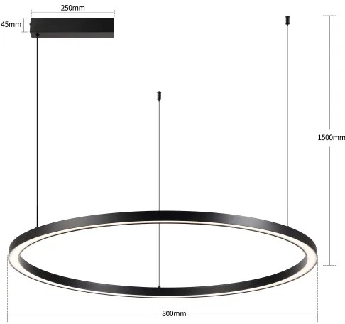 Brilagi - Lustră LED reglabilă PORTOFINO, suspendată pe cablu, LED/60W/230V, Ø 80 cm, negru + telecomandă
