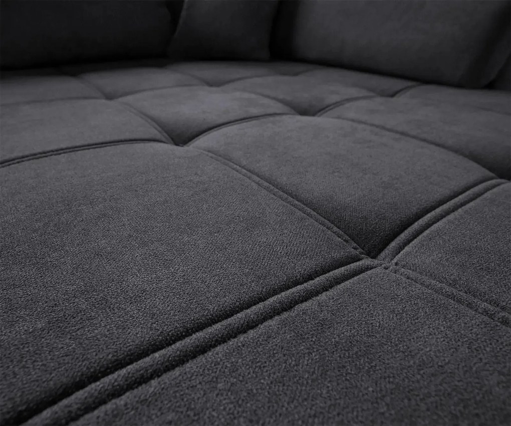 Colțar extensibil dumonde cu ladă de depozitare si sezut confortabil din spuma high-density, Loana Enjoy Grafit II 270x185 cm