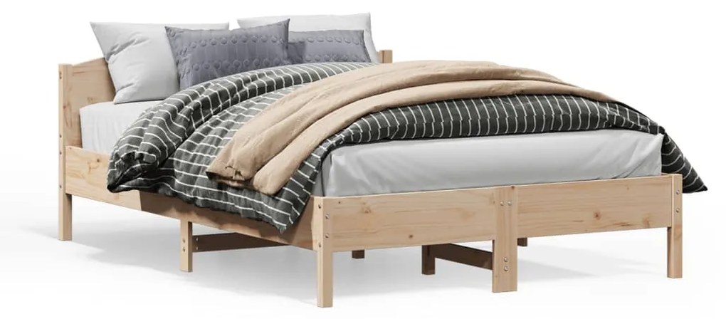 3216197 vidaXL Cadru de pat cu tăblie, 150x200 cm lemn masiv pin