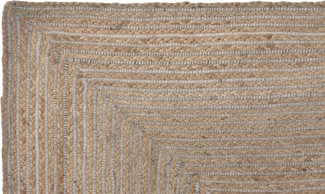Covor din lână și iută împletit manual, maro natural, 120 x 180 cm, 2200 GSM, „Wool Jute Carpet Natural"