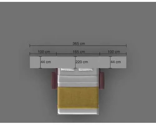 PAT RABATABIL DUBLU SOMIERA INCLUSA CU CANAPEA SI 2 BIBLIOTECI(100 cm) - ROYAL BIG BOOKCASE SET (150X200)