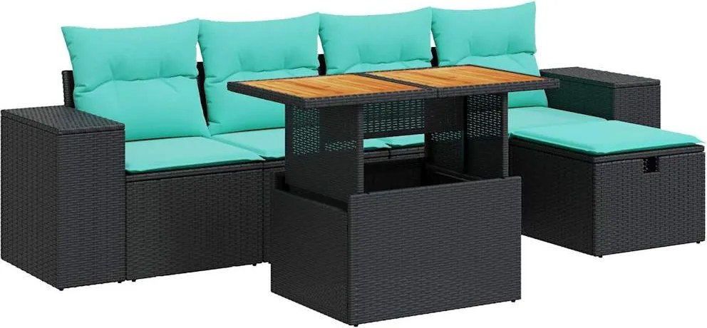 vidaXL Set canapele de grădină cu perne, 6 piese, maro, poliratan