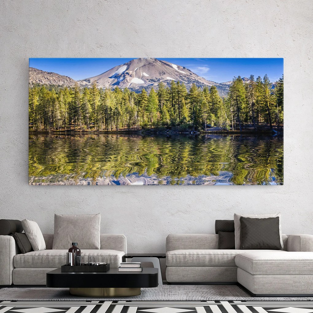 Tablou Canvas, 50x100cm, Dormitor si Living, Peisaje, Lacuri, Green Tree Lake