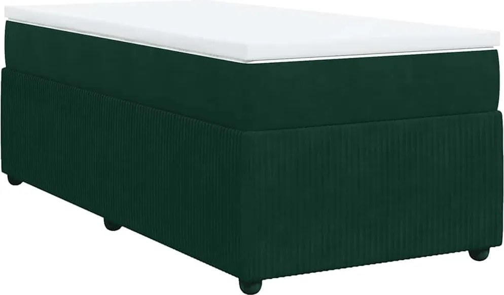 vidaXL Pat box spring cu saltea, verde închis, 100x200 cm, catifea