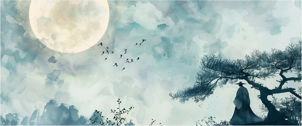 Tablou - Pictură cu lună plină (120x50 cm)