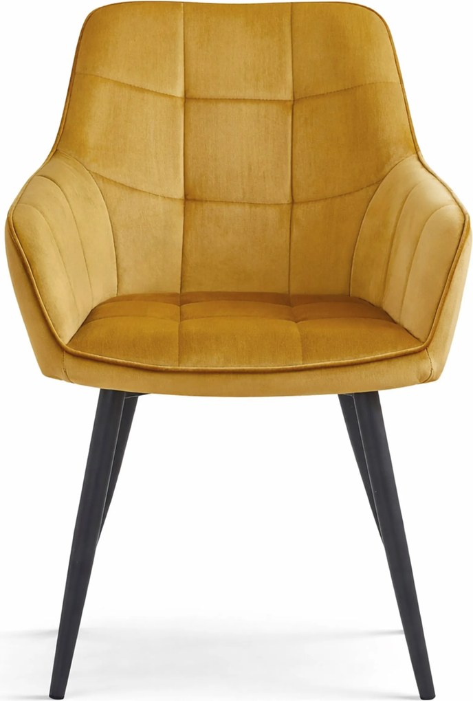 Scaun de masă VARSI VELVET cu picioare negre, mustar