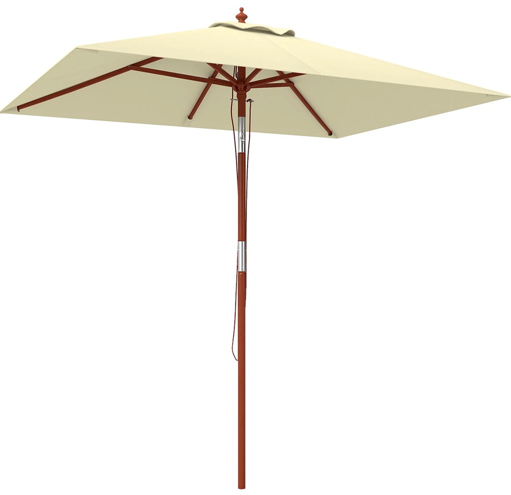 Outsunny Umbrelă de Grădină Înclinabilă cu Sistem cu Șnur și Orificiu de Ventilație, 200x150x235 cm, Bej | Aosom Romania