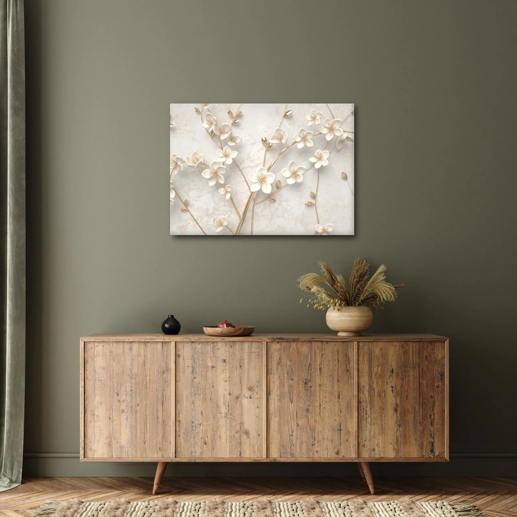 Tablou - floare aurie - abstractă (70x50 cm)