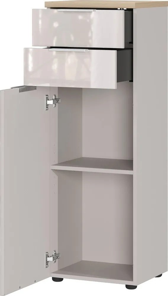 Dulap de baie crem înalt/îngust cu aspect lucios 39x112 cm Tavira – Germania