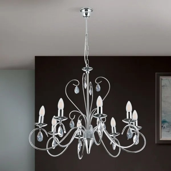 Lustră de cristal pe lanț Orion LU 1658/8 ALESSIA 8xE14/40W/230V crom lucios